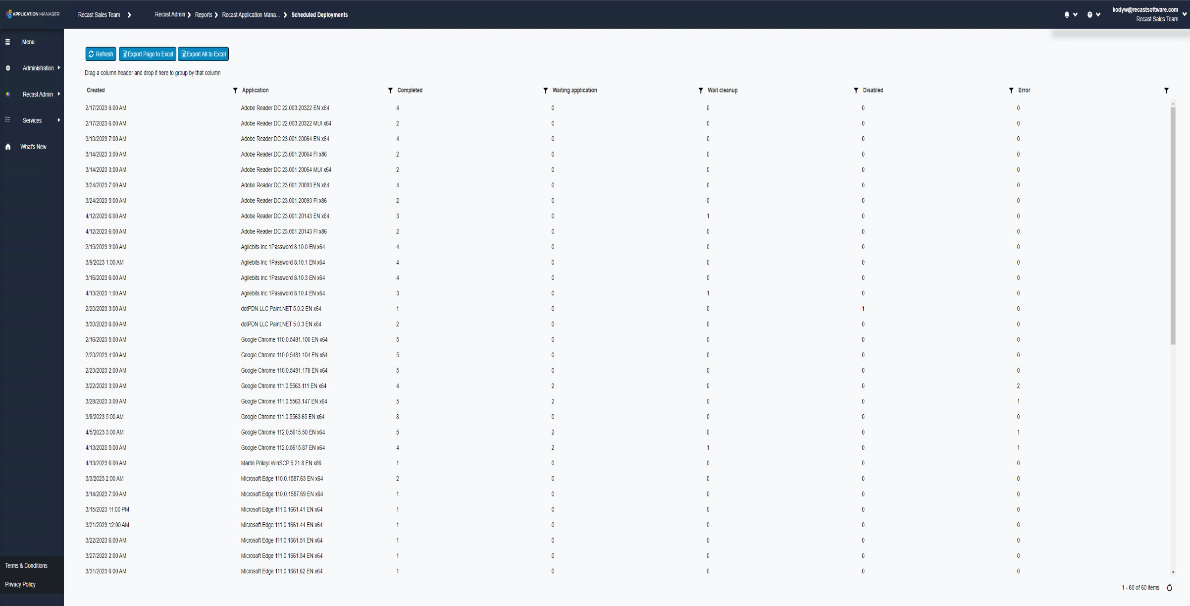 screenshot of Application Manager